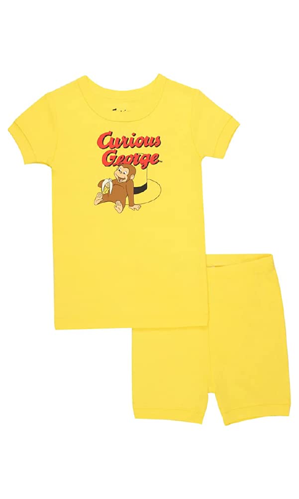 Curious George Girls' Little 2-Piece Snug-fit Organic Cotton Pajama Set, Soft & Cute for Kids, BANANA GEORGE, 5T