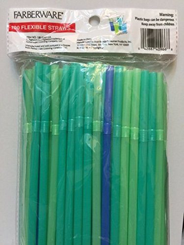 Flexible Blue & Green Straws, 100 count