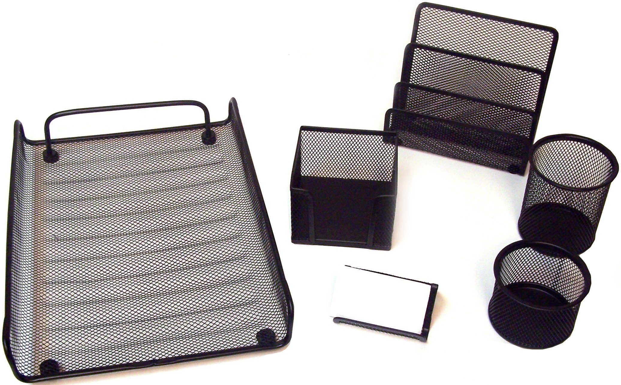 Majestic Goods Office Supply Mesh Desk Set, Black 6 Piece (XQ763B)