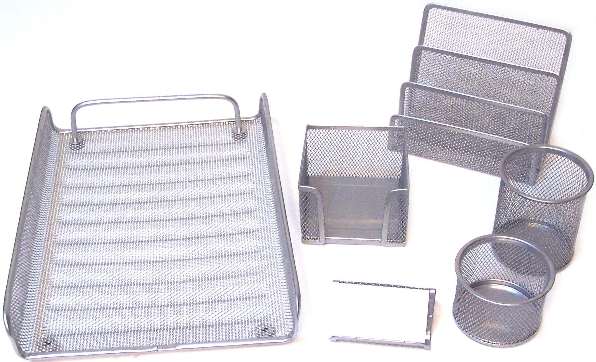 Majestic Goods Office Supply Mesh Desk Set, Silver 6 Piece (XQ763S)